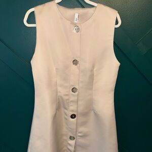 Glam Cream Button-Front Mini Dress